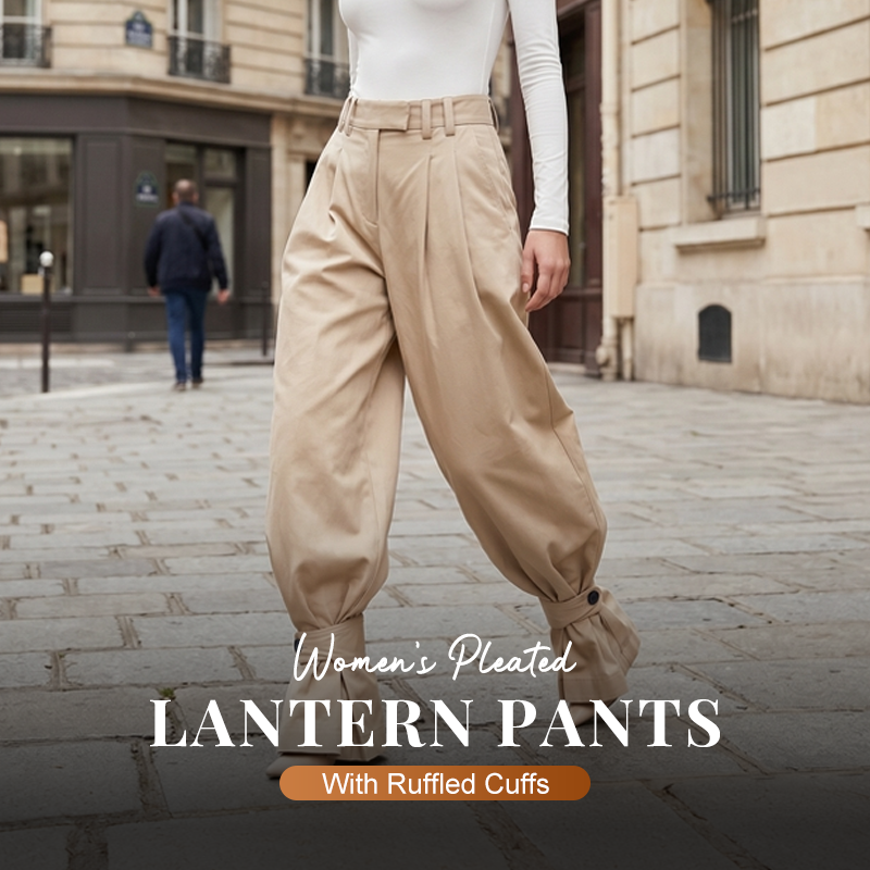 ⏰Women's Pleated Lantern Pants with Ruffled Cuffs👖