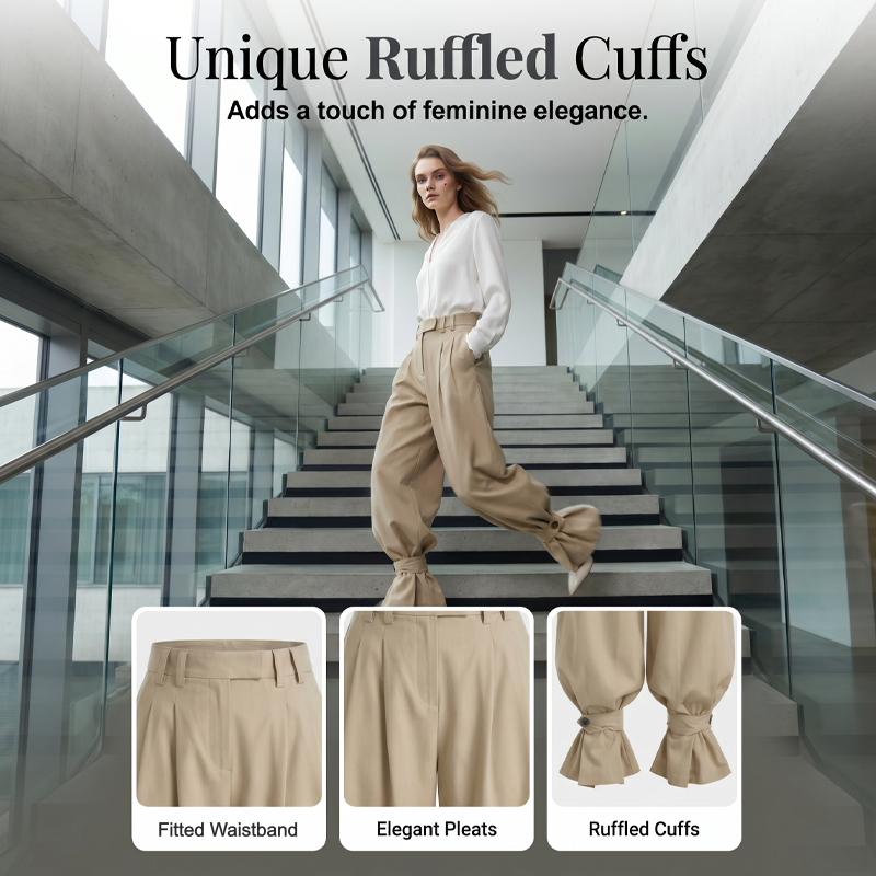 ⏰Women's Pleated Lantern Pants with Ruffled Cuffs👖