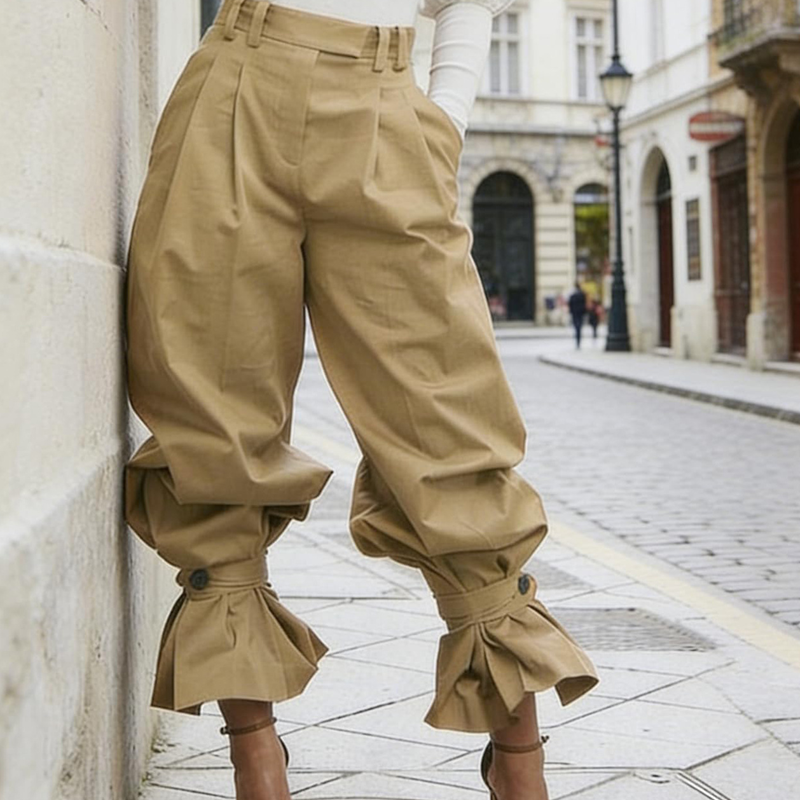 ⏰Women's Pleated Lantern Pants with Ruffled Cuffs👖