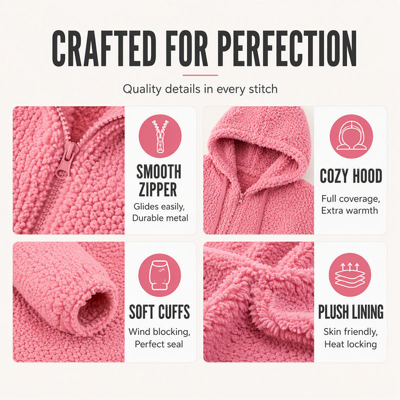 Emilie's Boutique ™  Hooded Zip-Up Fuzzy Jacket