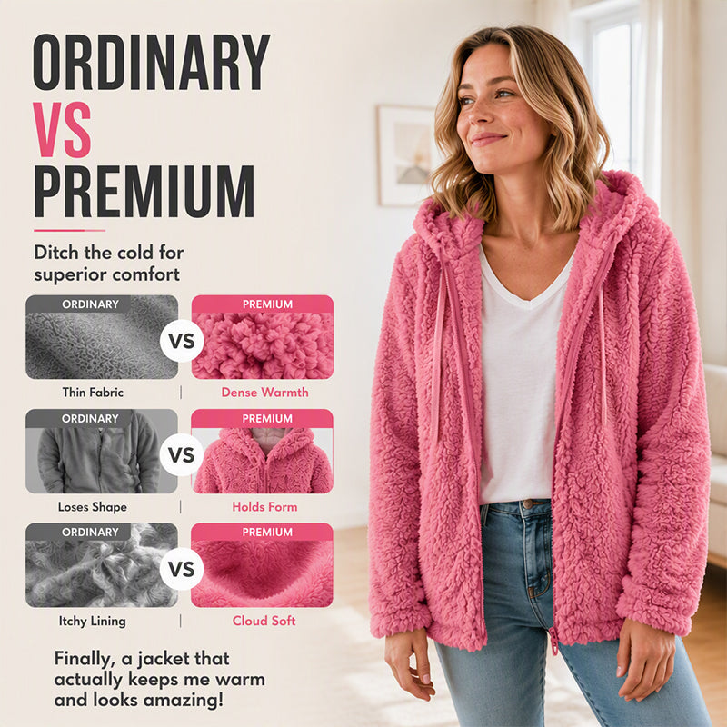 Emilie's Boutique ™  Hooded Zip-Up Fuzzy Jacket