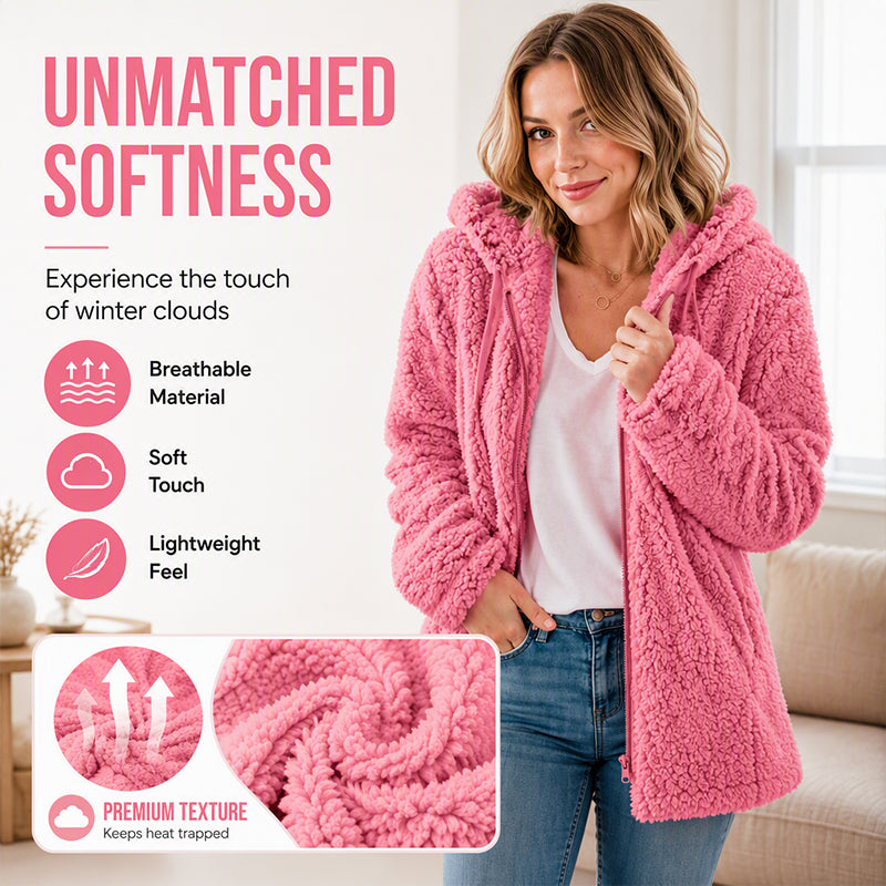 Emilie's Boutique ™  Hooded Zip-Up Fuzzy Jacket