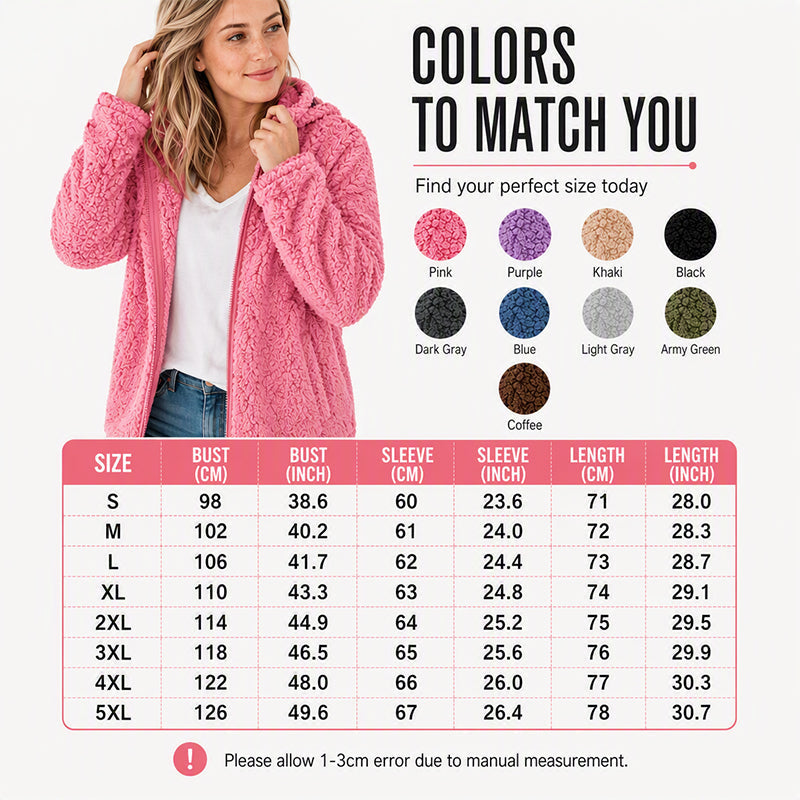 Emilie's Boutique ™  Hooded Zip-Up Fuzzy Jacket