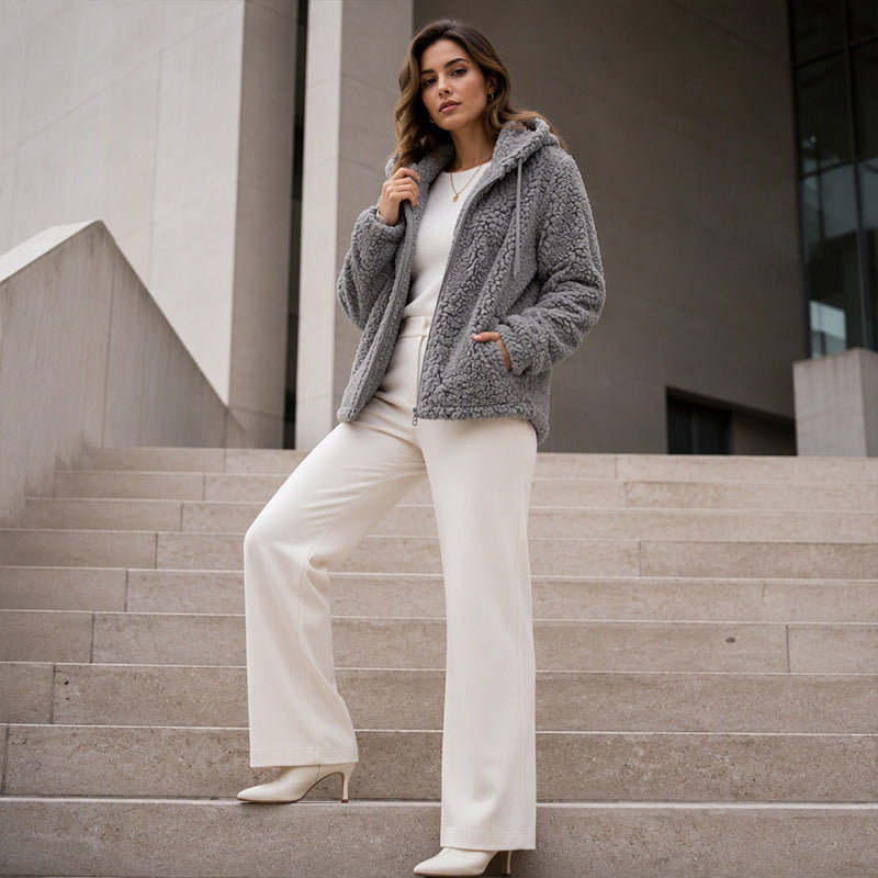 Emilie's Boutique ™  Hooded Zip-Up Fuzzy Jacket