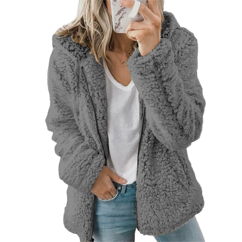Emilie's Boutique ™  Hooded Zip-Up Fuzzy Jacket