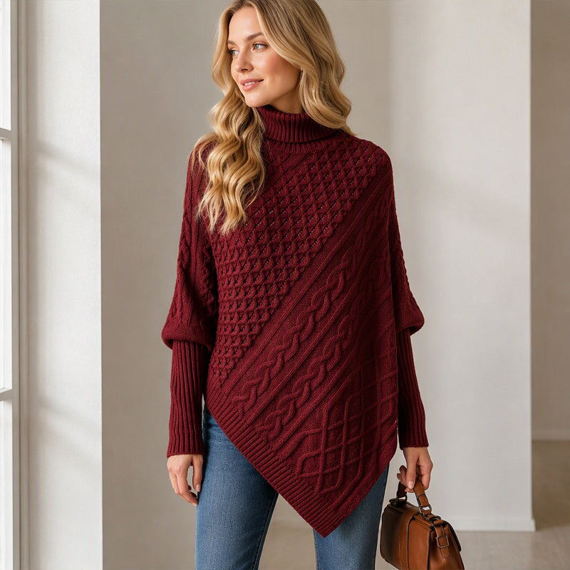 Emilie's Boutique ™ Cable Knit Poncho Sweater