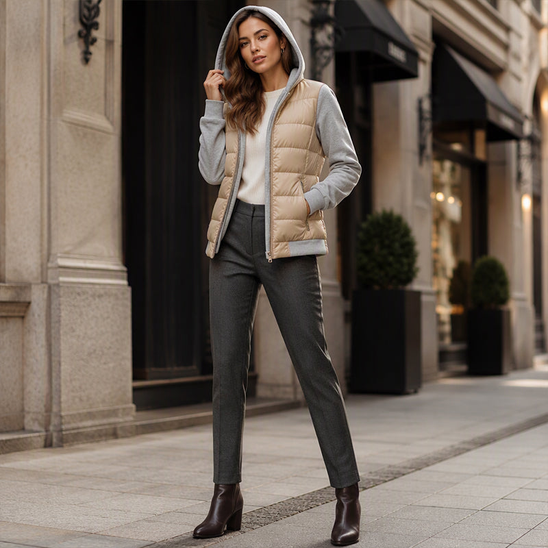 ✨ Women's hooded quilted jacket with color blocks
