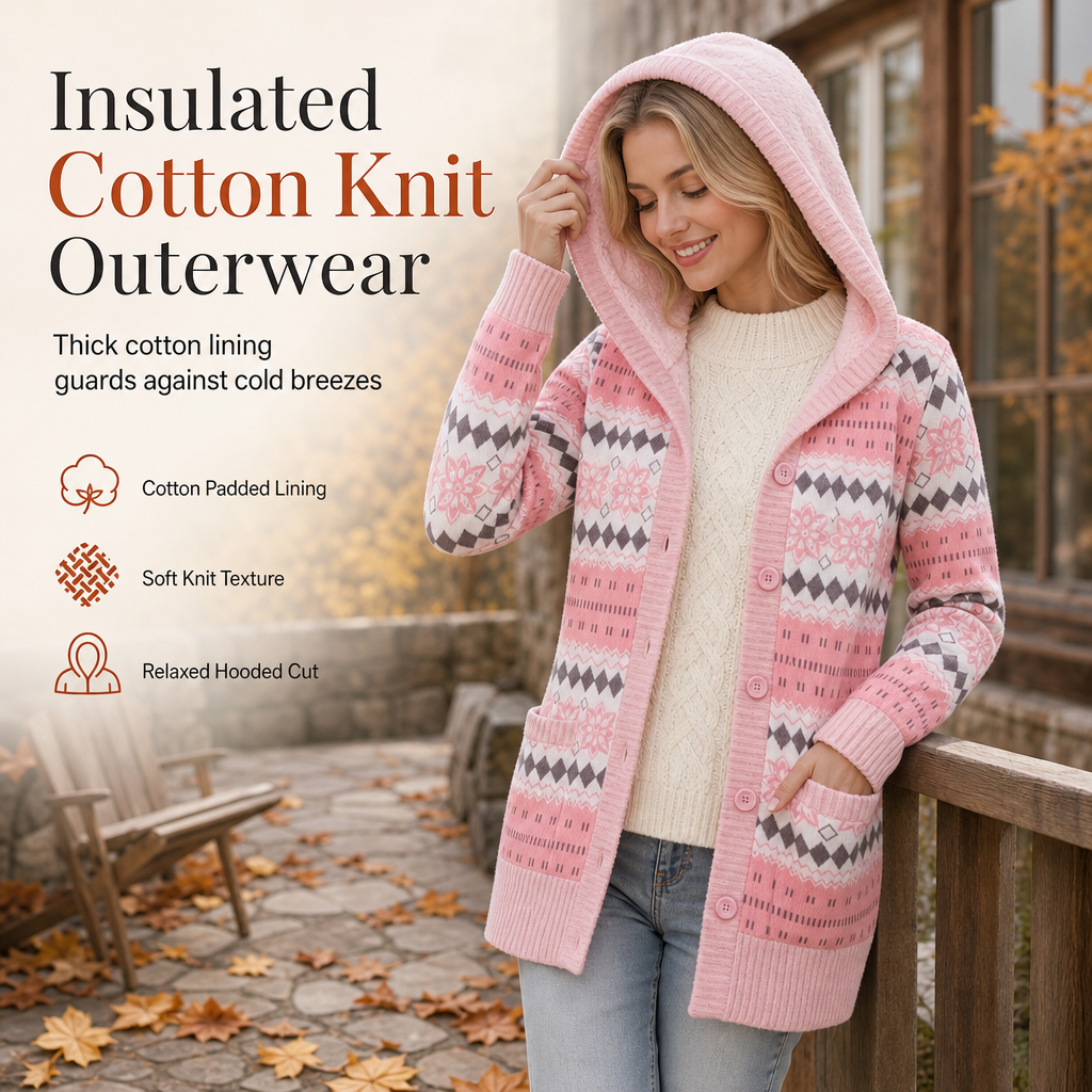 🌸Hot Sale 50% OFF💖Women's Mid-Length Hooded Knit with Cotton Lining