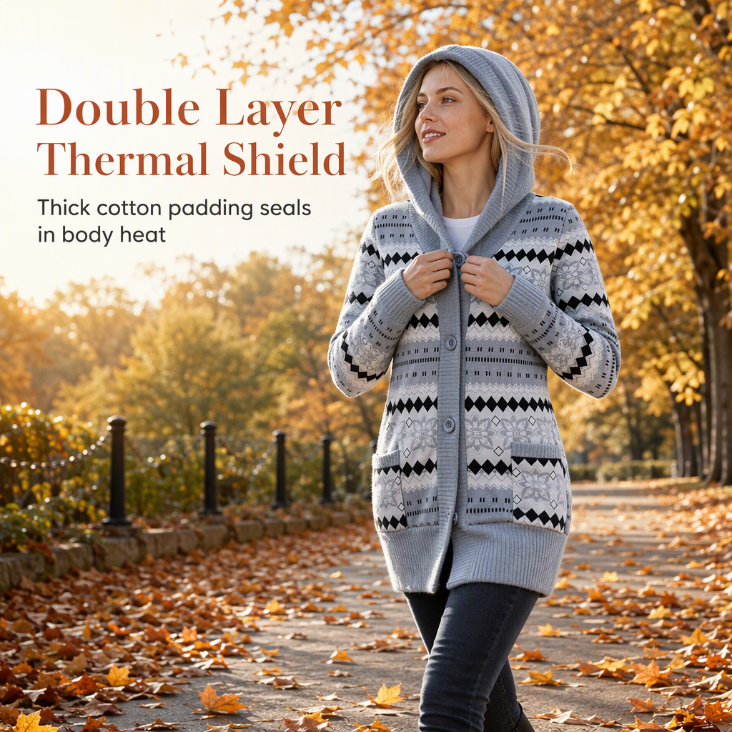 🌸Hot Sale 50% OFF💖Women's Mid-Length Hooded Knit with Cotton Lining