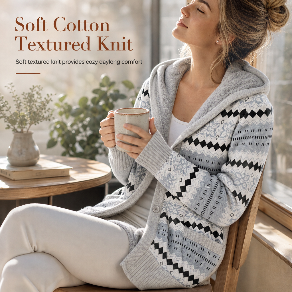 🌸Hot Sale 50% OFF💖Women's Mid-Length Hooded Knit with Cotton Lining