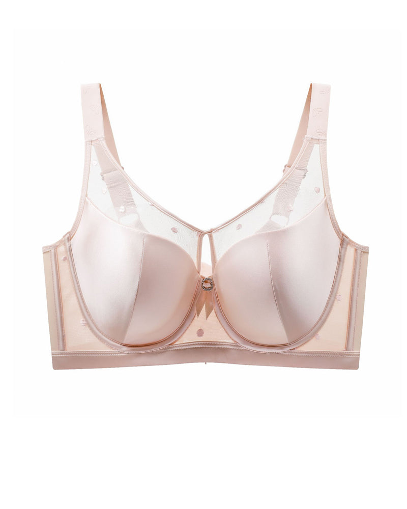 Emilie's Boutique ™ Satin Mesh See-through Patchwork Underwire Plus Size Push-up Bra